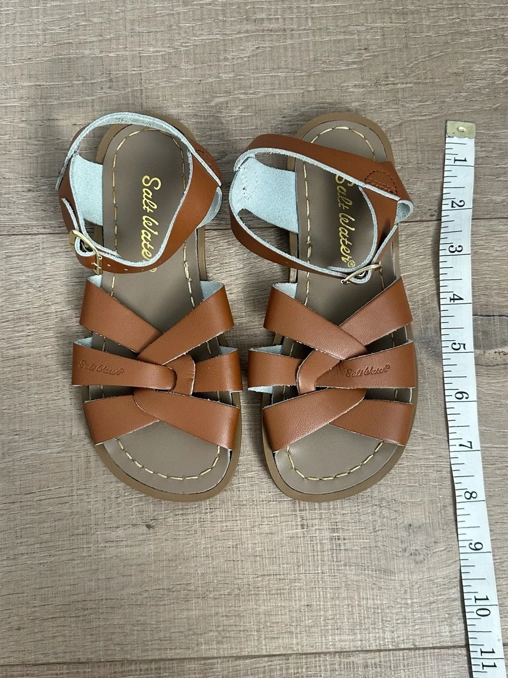 Salt Water Sandals Kids Tan Strappy Buckle Sandals